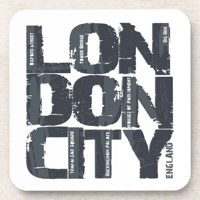 London, England Typography Coaster (Front)