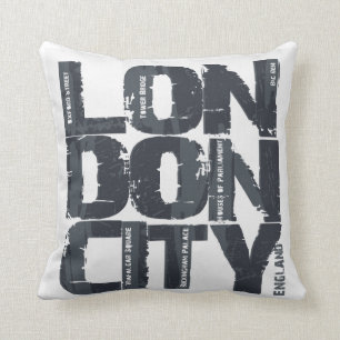 London, England Typography Cushion