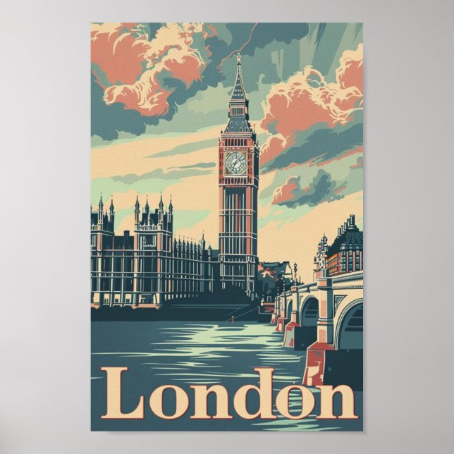 London England UK Famous Vintage Travel Place Poster (Front)