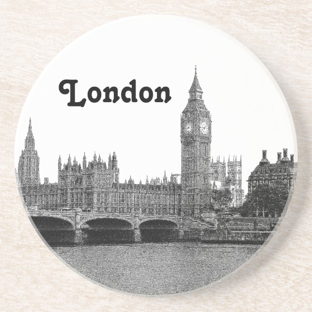 London England UK Skyline Etched Coaster (Front)