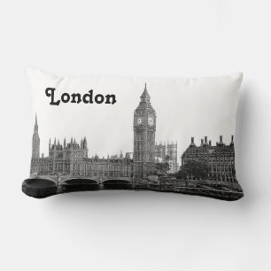 London England UK Skyline Etched Lumbar Cushion
