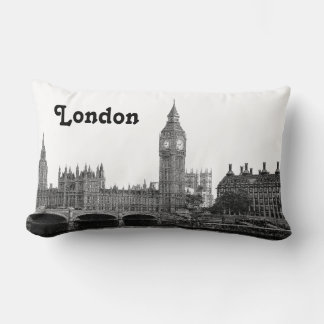 London England UK Skyline Etched Lumbar Cushion