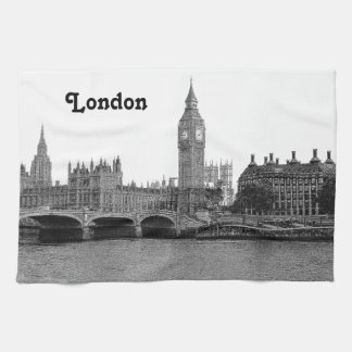 London England UK Skyline Etched Tea Towel