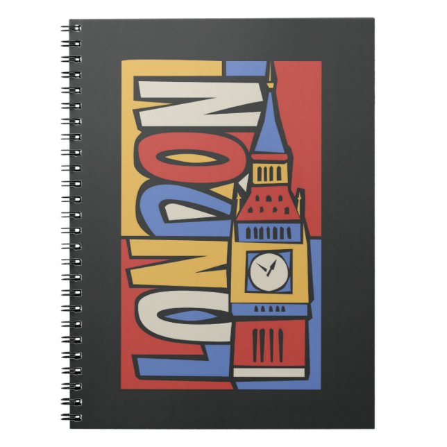 London, England | Vibrant Handrawn Design Spiral Notebook (Front)