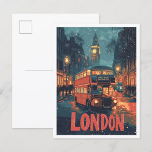 London England Vintage Illustration Travel Postcard