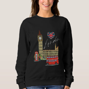 London England Vintage Retro Souvenir Travel Love Sweatshirt