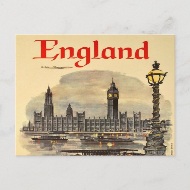 london England Vintage retro tourism Big Ben Postcard (Front)