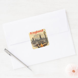 London England Vintage Style Big Ben  Square Sticker