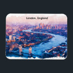 London England Watercolor Aerial Cityscape Magnet<br><div class="desc">From the winding River Thames to the iconic red accents of the city, this aerial London painting on a Flexible Photo Magnet is a tribute to England’s vibrant heart. The soft, fluid strokes of the watercolor medium perfectly balance the architectural density of the city, making it a versatile piece for...</div>