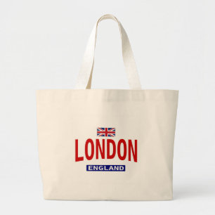 London England With British flag Large Tote Bag