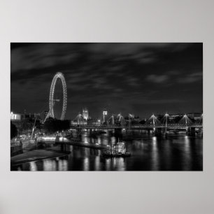 London Eye in Black and White Poster