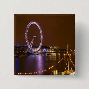 London Eye, River Thames and lights from 15 Cm Square Badge