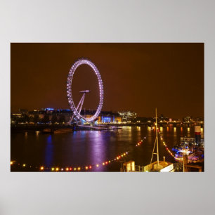 London Eye, River Thames and lights from Poster