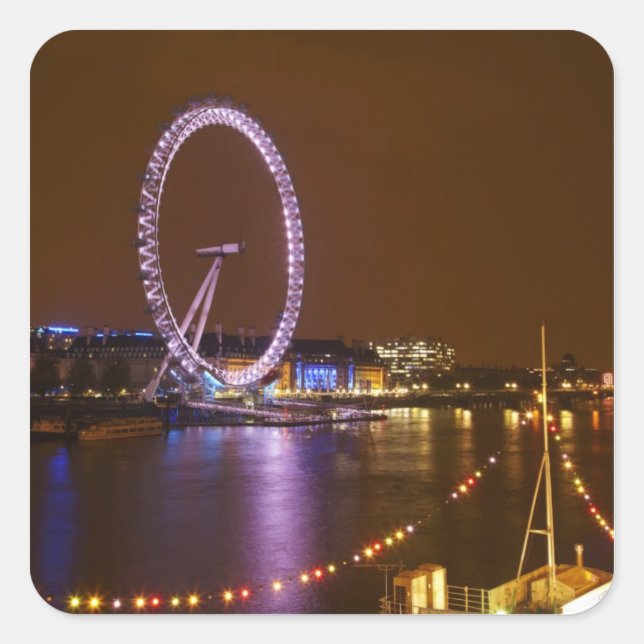 London Eye, River Thames and lights from Square Sticker (Front)