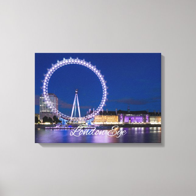 London Eye Wheel At Night With Lights Canvas Art (Front)