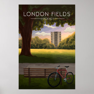 London Fields Hackney London Travel Poster