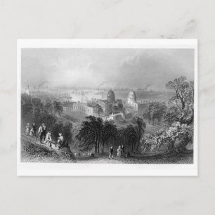 London from Greenwich Park 1840 Postcard