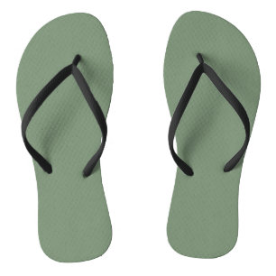 London Frost Muted Green Solid Colour Print, Earth Jandals