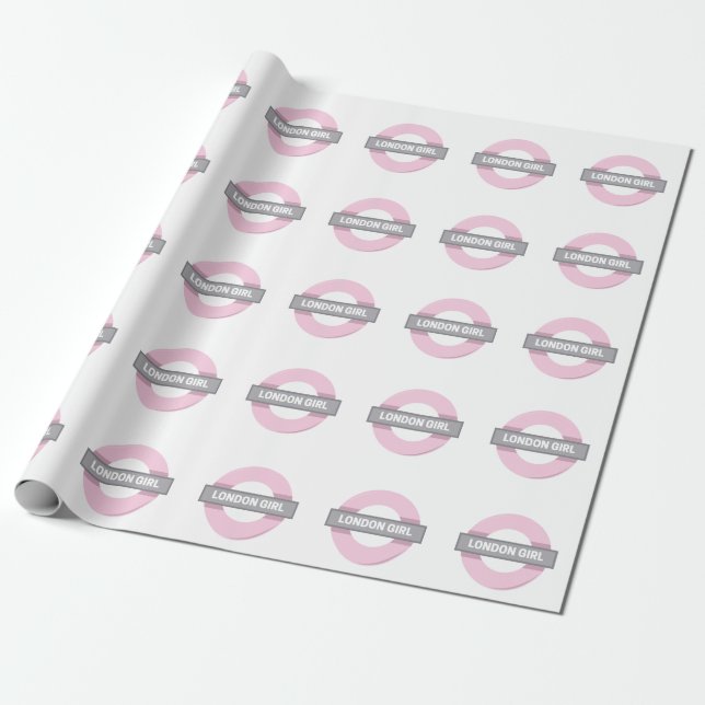 London Girl Underground Tube Sign Wrapping Paper (Unrolled)