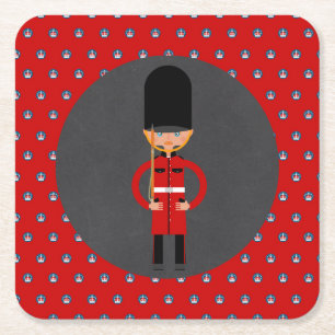 London Guard Boy Birthday Party Square Paper Coaster