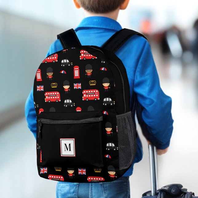 London Guards Bus Name Monogram British England  Printed Backpack (London Guards Bus Name Monogram British England Printed Backpack)