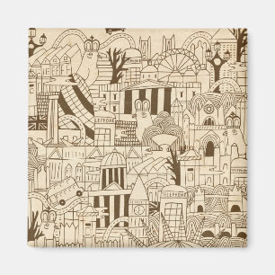 London Hand Drawn on Old Paper Magnet