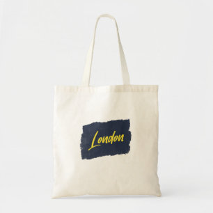 London Handwritten Yellow Typography Tote Bag