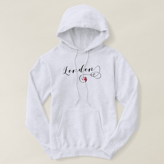 London Heart Hoodie, Great Britain, UK Hoodie (Design Front)