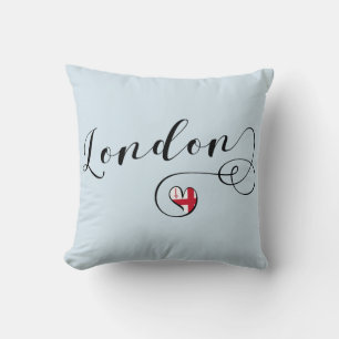 London Heart Throw Pillow, Britain Cushion