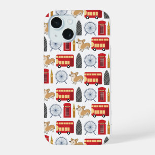 London Icon and Corgi Collage iPhone 15 Case