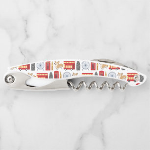 London Icon and Corgi Collage Pattern Corkscrew