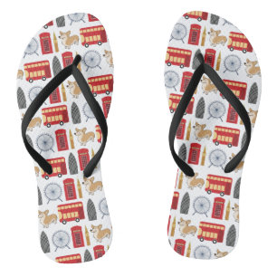 London Icon and Landmarks Pattern Jandals