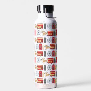 London Icon and Landmarks Pattern Water Bottle