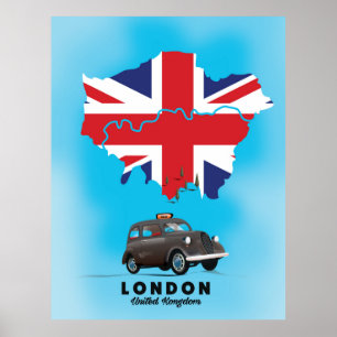 London Illustrated map travel poster