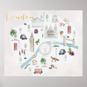 London Illustrated Watercolor Wall Art