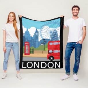 London illustration STYLISH fleece blanket