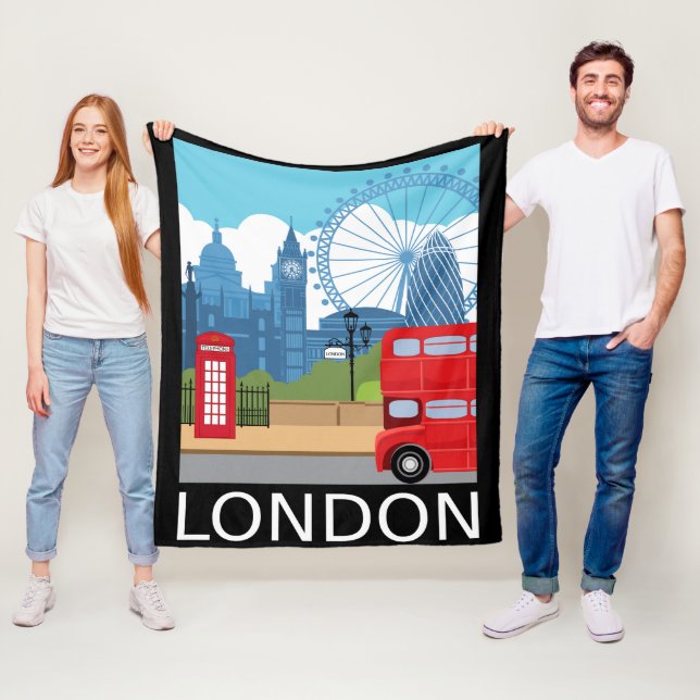 London illustration STYLISH fleece blanket (In Situ)