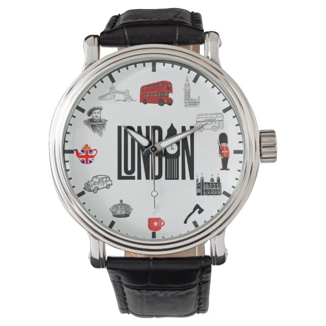 London images wrist watch. London Bus, Big Ben  Watch (Front)