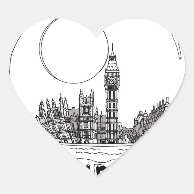 London in a glass ball . heart sticker (Front)