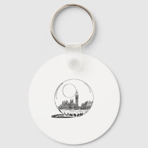 London in a glass ball . key ring