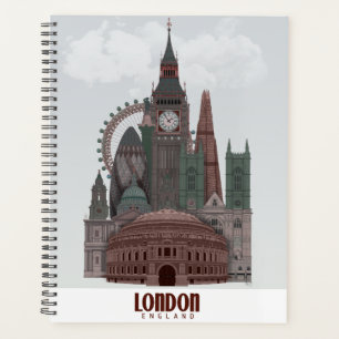 London in Clouds Red and Green Planner