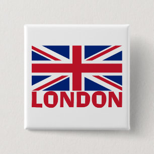 London in Red 15 Cm Square Badge