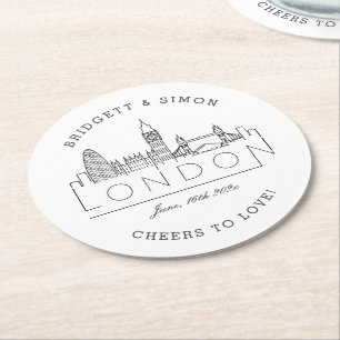London Landmarks   Cheers to Love  Round Paper Coa Coaster