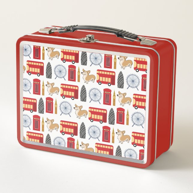 London Landmarks  Icon Collage Metal Lunch Box (Front)