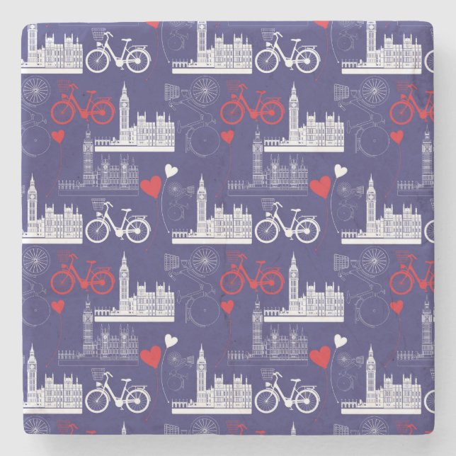 London Landmarks Pattern Stone Coaster (Front)