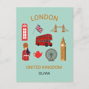 London Landmarks Travel-Themed Print Holiday Postcard