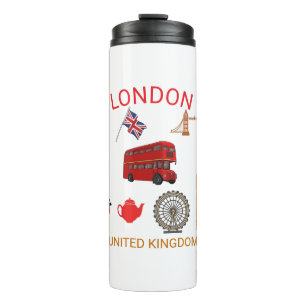 London Landmarks Travel-Themed Print Thermal Tumbler