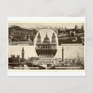 London Landmarks Vintage Sepia Souvenir Postcard