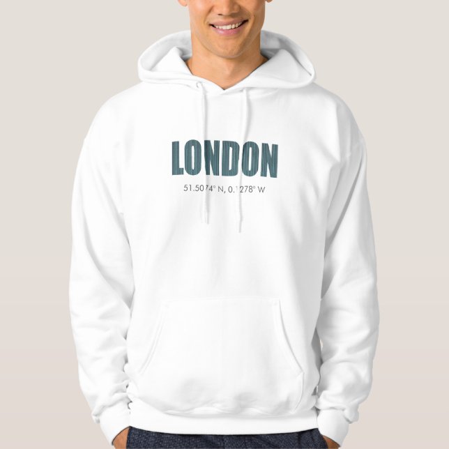 London (latitude & longitude) hoodie (Front)