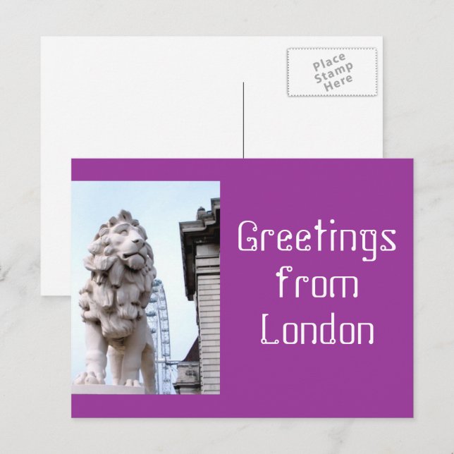 London Lion Statue Postcard (Front/Back)